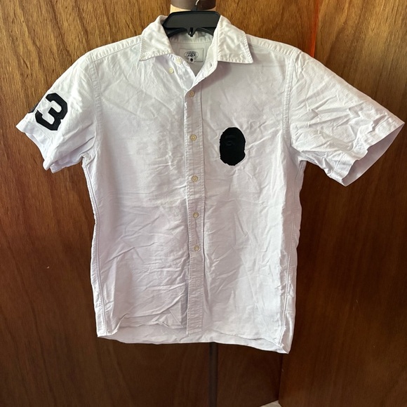 A Bathing Ape Other - BAPE sz M Light Gray Short Sleeve Cotton Button Down Bathing Ape Head Logo